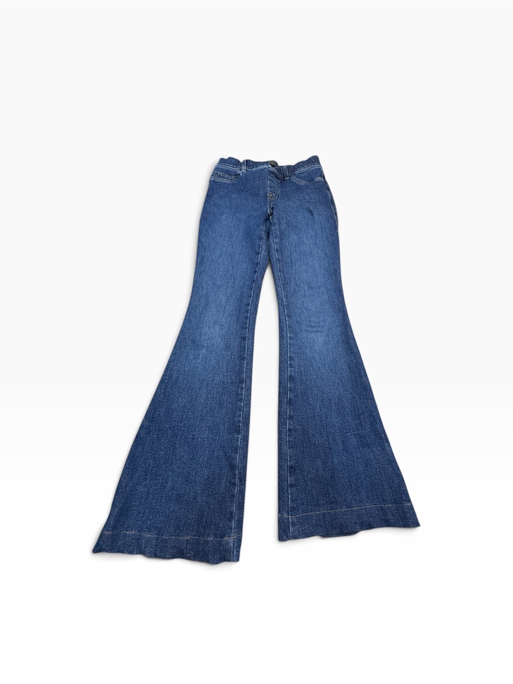 SPANX Pull-On Flare Jeans Blue Stretch Denim SEE MEASUREMENTS